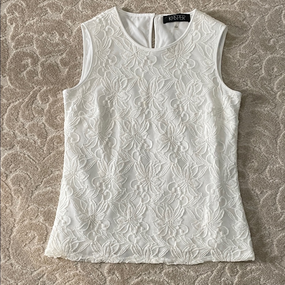 Kasper Ivory Floral Lace Blouse